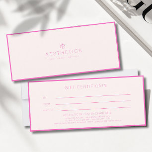 Certificado de Regalo Beige-Rosa Monograma Minimal