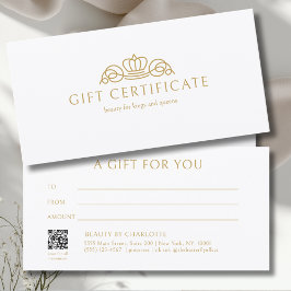 Certificado de regalo blanco del salón Elegant Cro