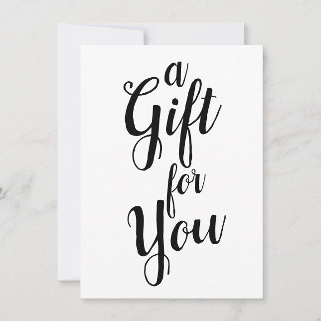 Certificado de regalo blanco negro de caligrafía (Anverso)