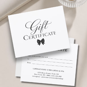 Certificado de regalo blanco negro elegante