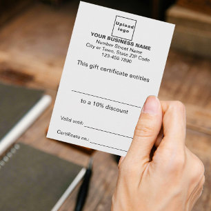 Certificado de regalo blanco para empresas