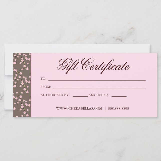 Certificado de regalo Blossom Floral Beige rosa de (Anverso)