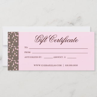 Certificado de regalo Blossom Floral Beige rosa de