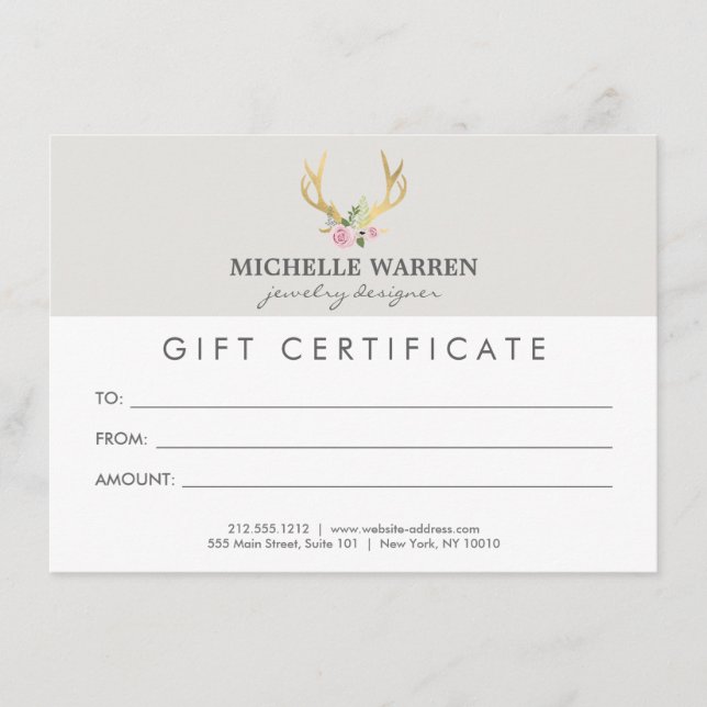 Certificado de regalo Bohemian Gold Antlers II (Anverso)