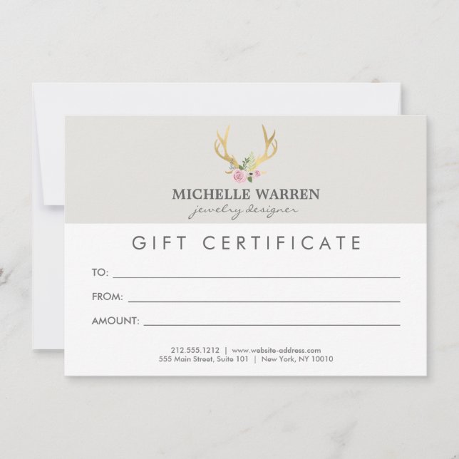 Certificado de regalo Bohemian Gold Antlers II (Anverso)