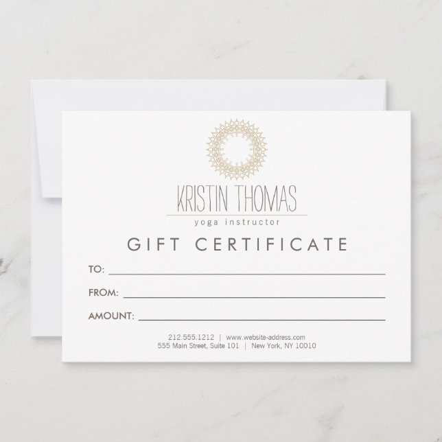 Certificado de regalo Bohemian Gold Sun Mandala (Anverso)