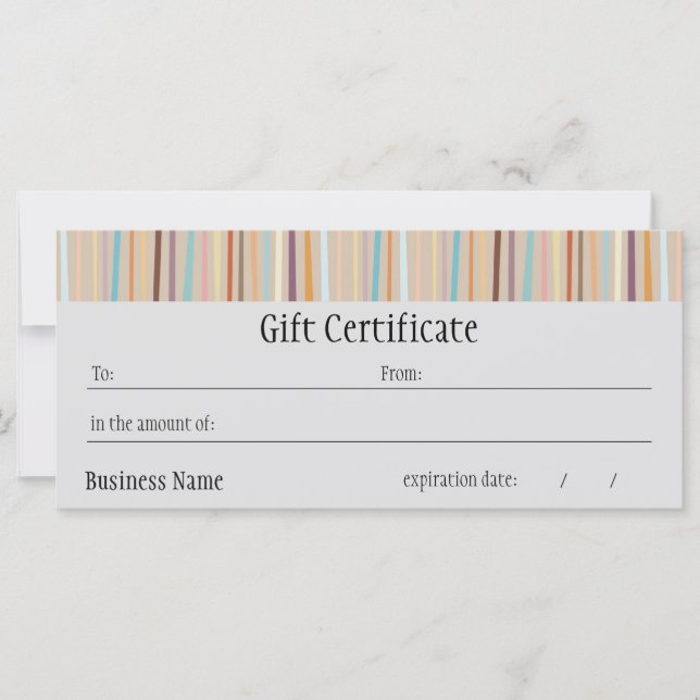 Certificado de regalo brillante de franjas retro (Anverso)