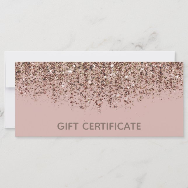 Certificado de regalo bronce dorado con brillo ros (Anverso)
