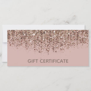 Certificado de regalo bronce dorado con brillo ros