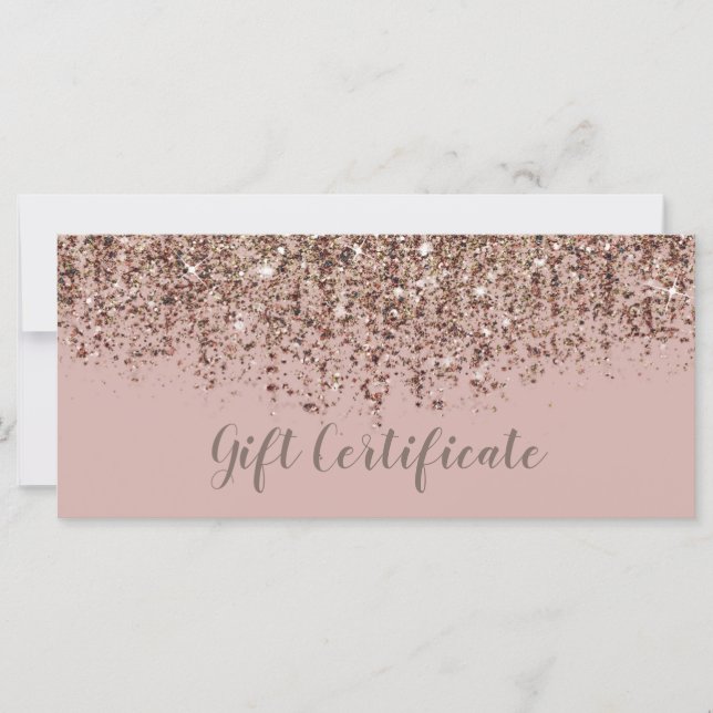 Certificado de regalo bronce rosa con brillo beige (Anverso)