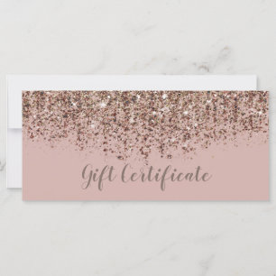 Certificado de regalo bronce rosa con brillo beige