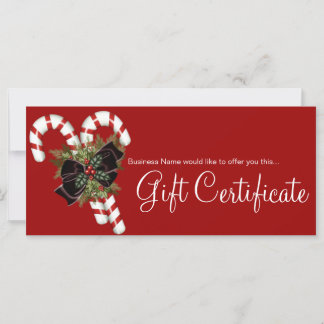 Certificado de regalo Candy Canes & Dark Red Bow