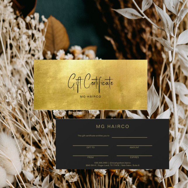 Certificado de regalo Chic Salon Gold & Black (Subido por el creador)