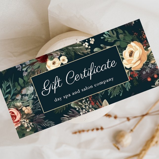 Certificado de regalo clásico floral azul simple (Subido por el creador)
