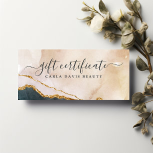 Certificado de regalo color de agua rosado negro