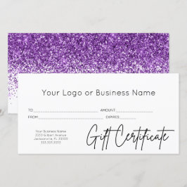 Certificado de regalo comercial con logotipo de Pu