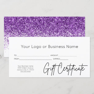 Certificado de regalo comercial con logotipo de Pu