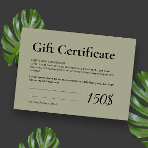Certificado de regalo comercial con logotipo de sa