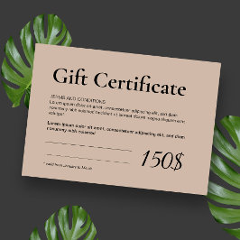 Certificado de regalo comercial con logotipo moder