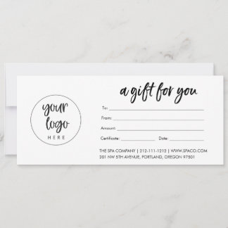 Certificado de regalo comercial con logotipo moder