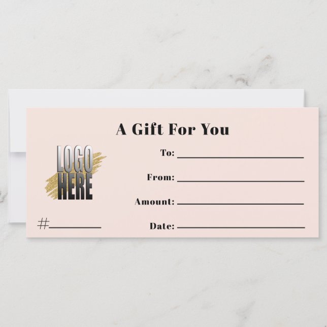 Certificado de regalo comercial con logotipo rosa  (Anverso)
