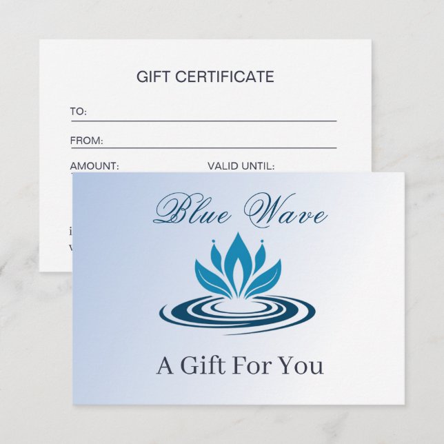 Certificado de regalo comercial de función de agua (Anverso / Reverso)