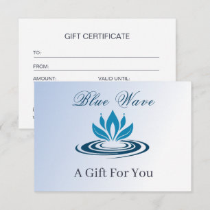 Certificado de regalo comercial de función de agua