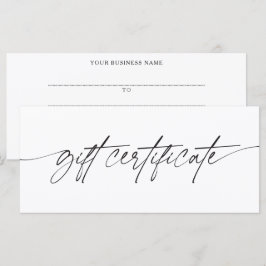 Certificado de regalo comercial de guión moderno y