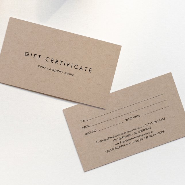 Certificado de regalo comercial de papel Kraft par (Subido por el creador)