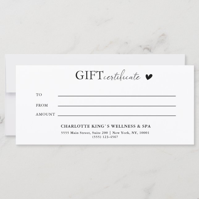 Certificado de regalo comercial específico del cli (Reverso)