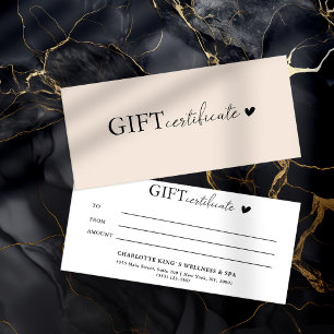 Certificado de regalo comercial específico del cli