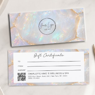 Certificado de regalo con código QR del logotipo d