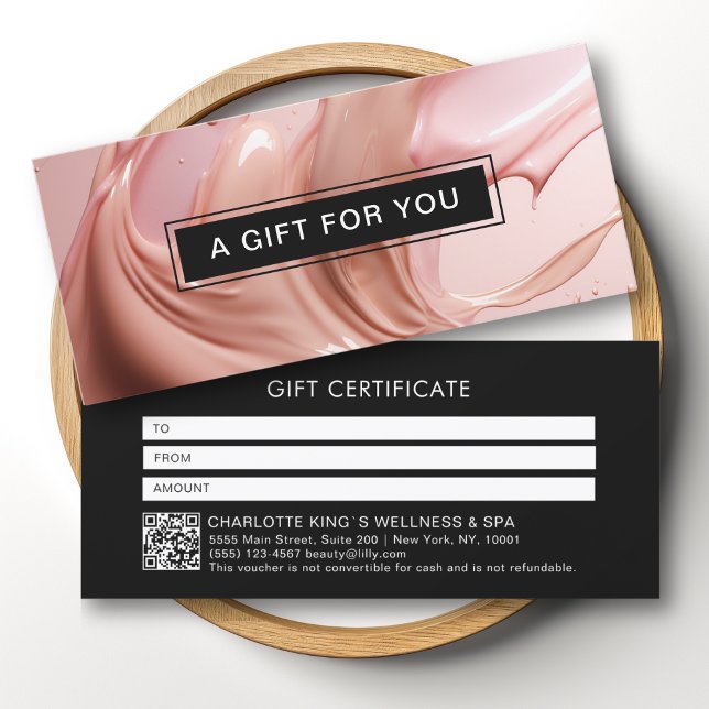 Certificado de regalo con código QR del Salón de B (Blush Pink Beauty Salon QR Code Gift Certificate)