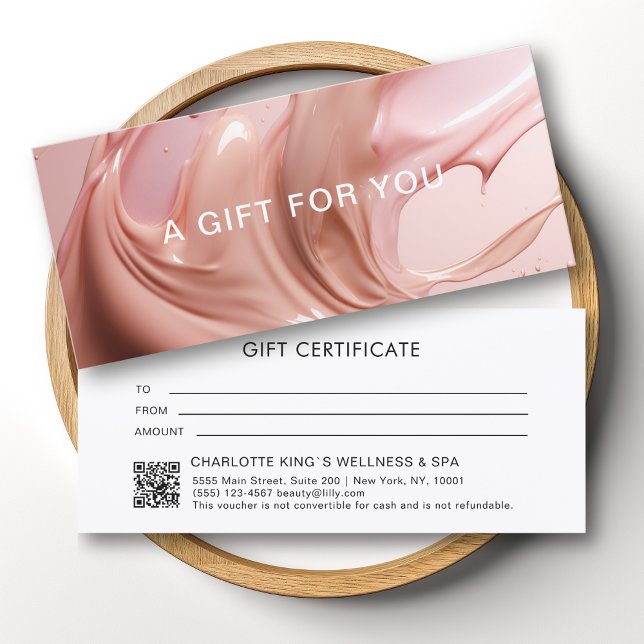 Certificado de regalo con código QR del Salón de B (Blush Pink Beauty Salon QR Code Gift Certificate)