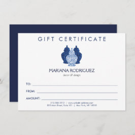 Certificado de regalo con el logotipo de la cerámi