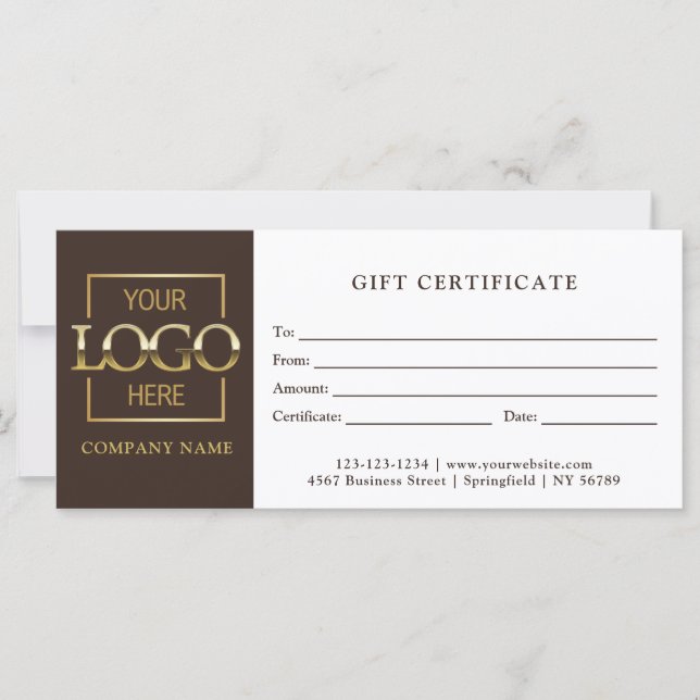 Certificado de regalo con logotipo de negocio marr (Anverso)