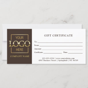 Certificado de regalo con logotipo de negocio marr