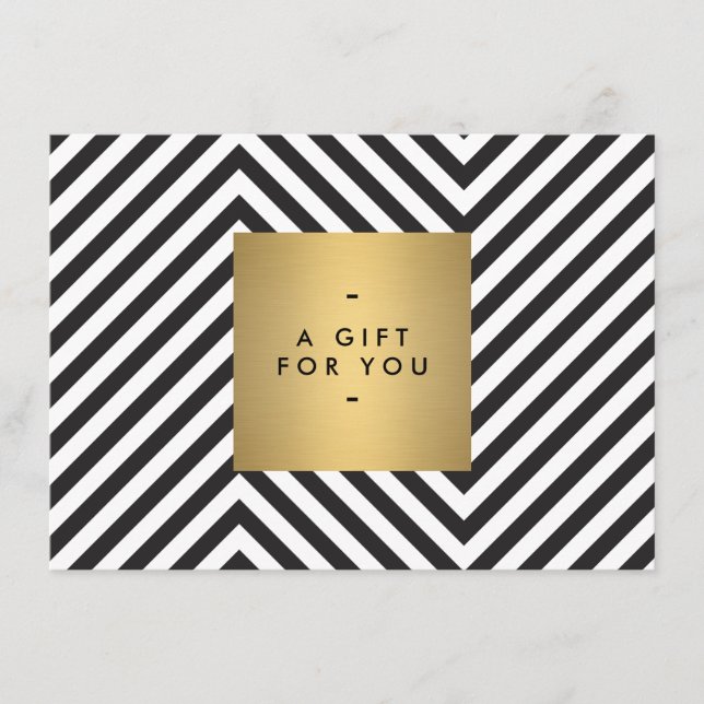 Certificado de regalo con patrón retro en blanco y (Anverso)