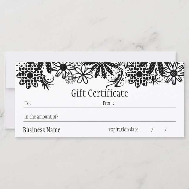 Certificado De Regalo Con Punto Blanco Y Negro (Anverso)