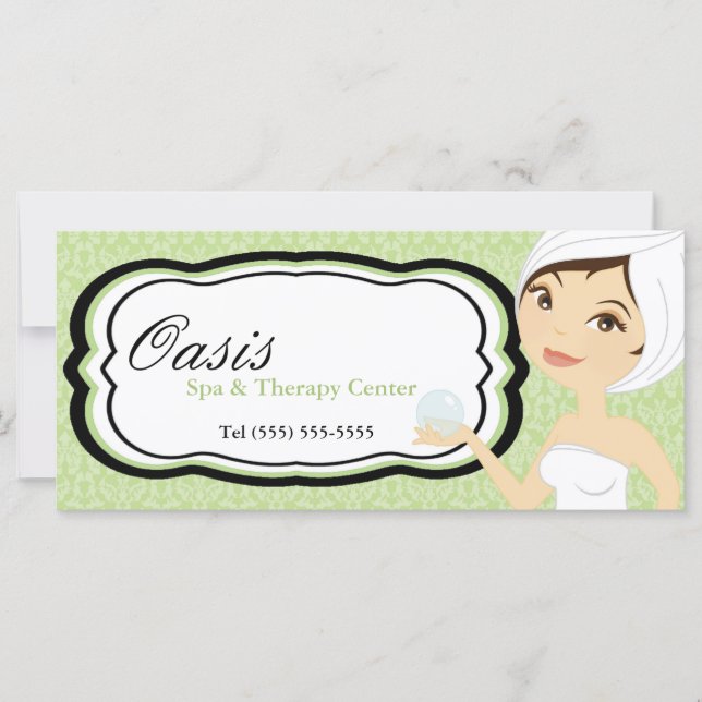 Certificado de regalo de 4"x9" Masaje del spa Gree (Anverso)