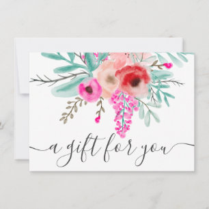 certificado de regalo de acuarela floral rosa de m