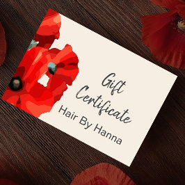 Certificado de regalo de amapola roja