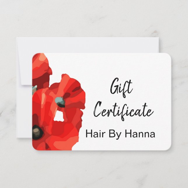 Certificado de regalo de amapola roja (Anverso)