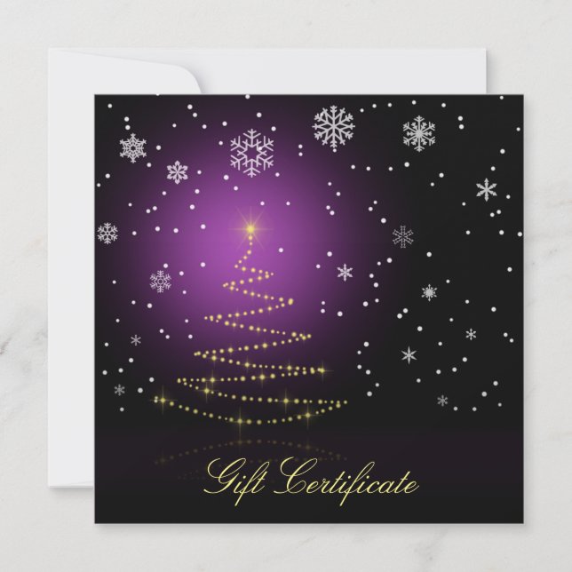 Certificado de regalo de árbol de Navidad brillant (Anverso)