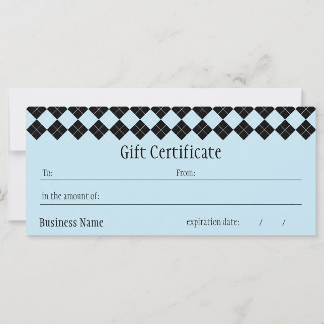 Certificado de Regalo de Argyle Azul (Anverso)