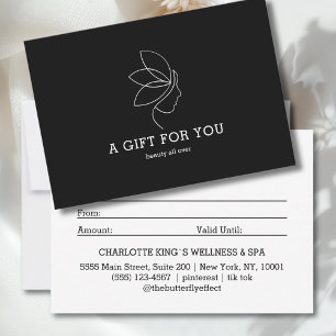 Certificado de regalo de arte de línea de belleza 