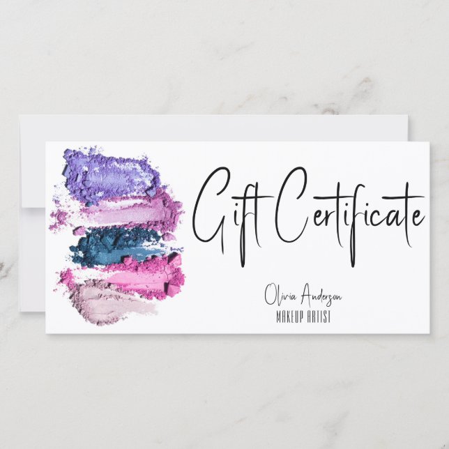 Certificado de regalo de artista de maquillaje de  (Anverso)