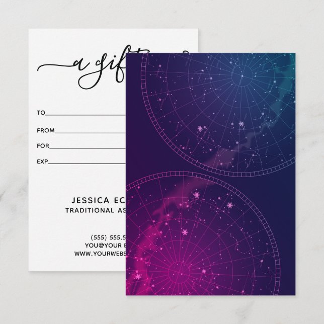 Certificado de regalo de astrología de gráfico de  (Anverso / Reverso)