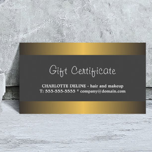 Certificado de regalo de belleza blanca metal dora