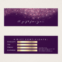 Certificado de regalo de belleza maquillaje violet